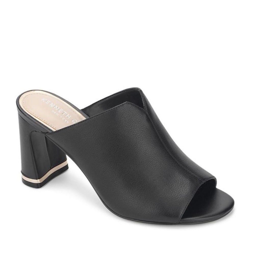 Kenneth Cole Amelia Leather Flare Mule Heeled Sandal - NWT